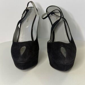 Sergio Rossi Black Suede Slingback Platform Heels – EU 37.5 / US 7–7.5